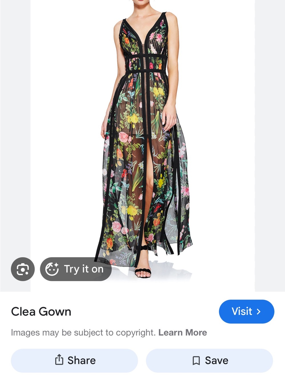 Tadashi Shoji ‘ Clea’ Black Floral Gown originally $837 - Picture 2 of 11